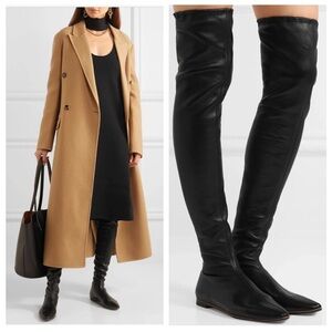 New Bottega Veneta Nappa Over The Knee Thigh Boots Leather Stretch Black Sz 36